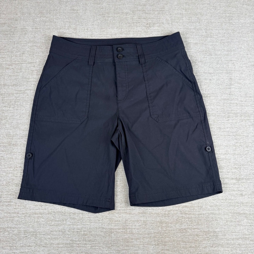 Eddie Bauer Horizon Guide Roll-Up Shorts Women 8 Black Hiking Utility Gorpcore